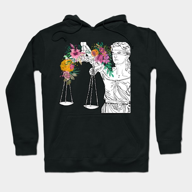 Floral Lady Justice Lawyer Gift Hoodie by missdebi27